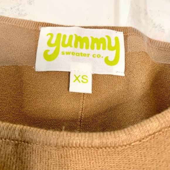 Yummy Sweater Co. Women’s Tan Shoulder Strap Fitted Soft Sweater Bodysuit - Picture 4 of 8